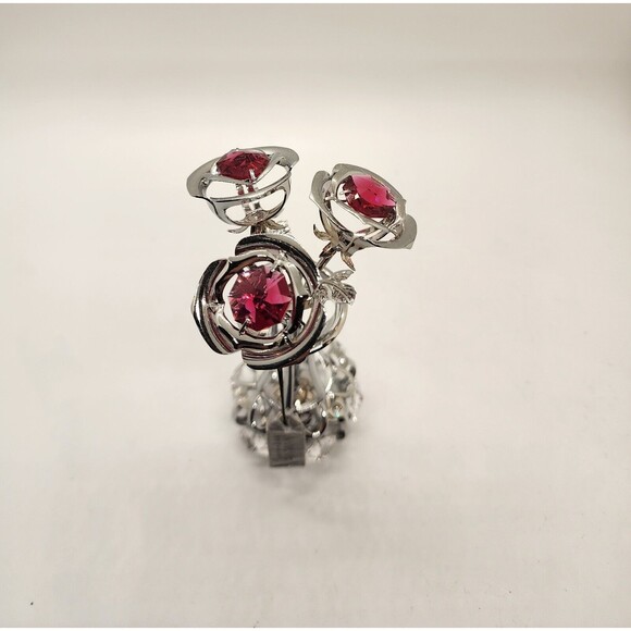 MATASHI CHROME PLATES SILVER FLOWERS BOUQUET and Vase Unique See! - Picture 11 of 13